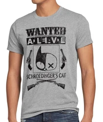 style3 T-Shirt Wanted Schroedinger's Katze Silber/Grau