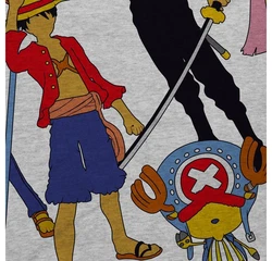 style3 T-Shirt Piratenbande Monkey Piece Grau/Silber/Hellgrau