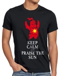 style3 T-Shirt Keep Calm Praise the Sun Rot/Gold