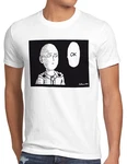style3 T-Shirt Saitama Ok Anime Manga One Punch Man Faust Superheld Wanpanman Weiß