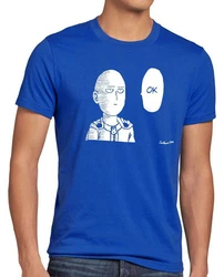 style3 T-Shirt Saitama Ok Anime Manga One Punch Man Faust Superheld Wanpanman Blau/Hellblau