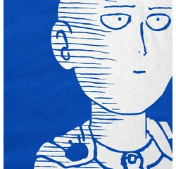 style3 T-Shirt Saitama Ok Anime Manga One Punch Man Faust Superheld Wanpanman Blau/Hellblau