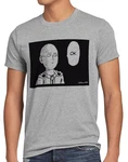 style3 T-Shirt Saitama Ok Anime Manga One Punch Man Faust Superheld Wanpanman Grau/Hellgrau/Silber