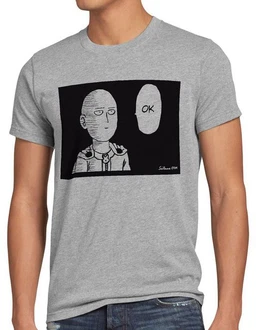 style3 T-Shirt Saitama Ok Anime Manga One Punch Man Faust Superheld Wanpanman Grau/Hellgrau/Silber style3 T-Shirt Saitama Ok Anime Manga One Punch Man Faust Superheld Wanpanman Grau/Hellgrau/Silber