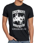 T-Shirt Wanted Schroedingers Katze Dunkelblau/Blau/Gelb/Silber