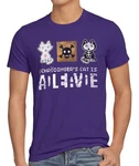 style3 T-Shirt 8Bit Schrödingers Katze Dunkelblau/Lila