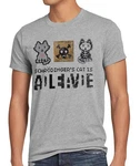 style3 T-Shirt 8Bit Schrödingers Katze Silber/Grau/Braun/Dunkelgrau