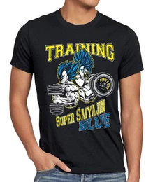 T-Shirt Super Training Saiyajin Blue super dragonball gt songoku dbz daima
