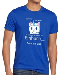 style3 T-Shirt Sei immer du selbst! Einhorn Unicorn es sei denn Fun Spruch Katze Hellblau/Blau/Dunkelblau
