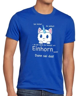 style3 T-Shirt Sei immer du selbst! Einhorn Unicorn es sei denn Fun Spruch Katze Hellblau/Blau/Dunkelblau style3 T-Shirt Sei immer du selbst! Einhorn Unicorn es sei denn Fun Spruch Katze Hellblau/Blau/Dunkelblau