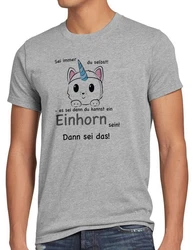 style3 T-Shirt Sei immer du selbst! Einhorn Unicorn es sei denn Fun Spruch Katze Hellgrau/Rot/Grau/Lila/Dunkelgrau