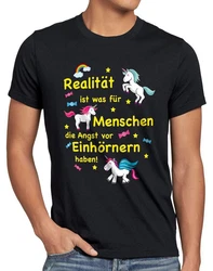 style3 T-Shirt Realität ist für Menschen Angst Einhörnern haben Beige/Rot/Mischfarben/Dunkelrot/Rosa/Lila