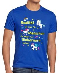 style3 T-Shirt Realität ist für Menschen Angst Einhörnern haben Blau/Mischfarben/Rot