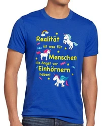 style3 T-Shirt Realität ist für Menschen Angst Einhörnern haben Blau/Mischfarben/Rot