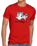 style3 T-Shirt Not today Unicorn Einhorn spruch Rot/Schwarz