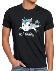 style3 T-Shirt Not today Unicorn Einhorn spruch Schwarz/Hellblau/Rot/Grau