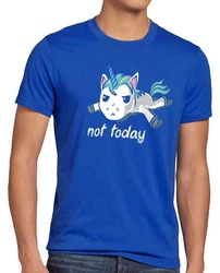 style3 T-Shirt Not today Unicorn Einhorn spruch Hellblau/Rot/Schwarz