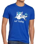 style3 T-Shirt Not today Unicorn Einhorn spruch Hellblau/Rot/Schwarz