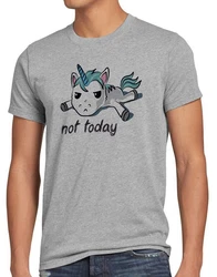 style3 T-Shirt Not today Unicorn Einhorn spruch Grau/Schwarz/Rot