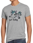 style3 T-Shirt Not today Unicorn Einhorn spruch Grau/Schwarz/Rot