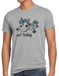 style3 T-Shirt Not today Unicorn Einhorn spruch Grau/Schwarz/Rot