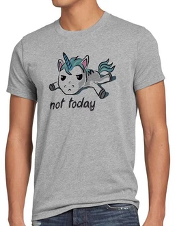 style3 T-Shirt Not today Unicorn Einhorn spruch Grau/Schwarz/Rot