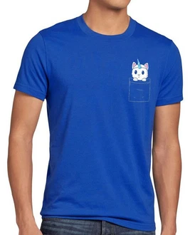 style3 T-Shirt Unicorn Pocket Cat Blau/Dunkelblau style3 T-Shirt Unicorn Pocket Cat Blau/Dunkelblau