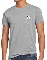 style3 T-Shirt Unicorn Pocket Cat Grau/Hellgrau