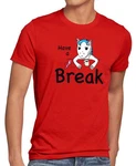 style3 T-Shirt Have a Break Einhorn Unicorn Rot/Hellblau