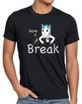 style3 T-Shirt Have a Break Einhorn Unicorn Rosa/Schwarz/Hellblau