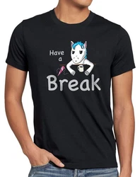 style3 T-Shirt Have a Break Einhorn Unicorn Rosa/Schwarz/Hellblau