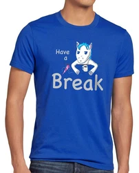 style3 T-Shirt Have a Break Einhorn Unicorn Hellblau/Blau/Rosa
