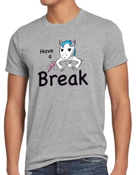 style3 T-Shirt Have a Break Einhorn Unicorn Rosa/Hellblau/Grau