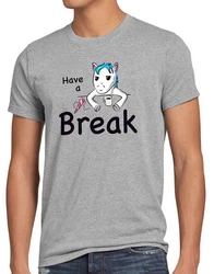 style3 T-Shirt Have a Break Einhorn Unicorn Rosa/Hellblau/Grau