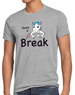 style3 T-Shirt Have a Break Einhorn Unicorn Rosa/Hellblau/Grau