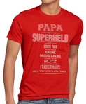 style3 T-Shirt Papa Superheld Funshirt Spruch Shirt Vatertag Rot/Dunkelrot