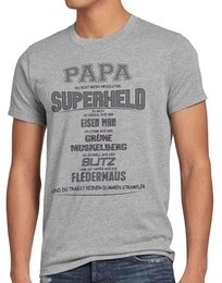 T-Shirt Papa Superheld Super Held Hero Fun Funshirt Spruch Shirt Vatertag