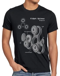 T-Shirt Fidget Hand Spinner Handspinner Toy Blaupause Spielzeug Finger