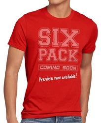 style3 T-Shirt Sixpack Fun Spruchshirt Braun/Rot