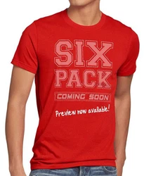 style3 T-Shirt Sixpack Fun Spruchshirt Braun/Rot