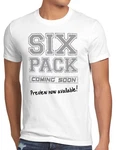 style3 T-Shirt Sixpack Fun Spruchshirt Weiß/Braun/Silber/Hellblau