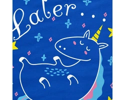 style3 T-Shirt Later Sleepy Unicorn Beige/Blau/Dunkelrot