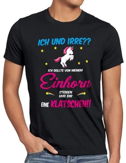 style3 T-Shirt ICH und IRRE? Einhorn absteigen klatschen Einhörner Fun Spruch Gelb/Lila/Silber/Schwarz style3 T-Shirt ICH und IRRE? Einhorn absteigen klatschen Einhörner Fun Spruch Gelb/Lila/Silber/Schwarz