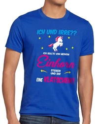 style3 T-Shirt ICH und IRRE? Einhorn absteigen klatschen Einhörner Fun Spruch Hellblau/Blau/Rosa/Gelb/Grau/Lila/Türkis