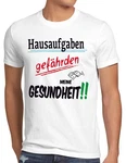 Style3 T-Shirt Hausaufgaben gefährden Gesundheit Sprüche Fun Schule Schüler Uni Grau