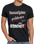 Style3 T-Shirt Hausaufgaben gefährden Gesundheit Sprüche Fun Schule Schüler Uni Grau/Schwarz