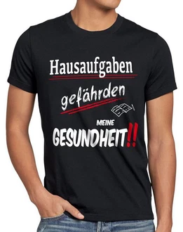 Style3 T-Shirt Hausaufgaben gefährden Gesundheit Sprüche Fun Schule Schüler Uni Grau/Schwarz Style3 T-Shirt Hausaufgaben gefährden Gesundheit Sprüche Fun Schule Schüler Uni Grau/Schwarz