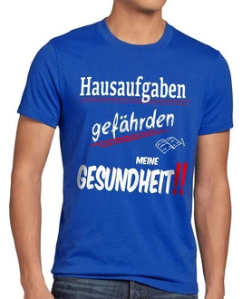 Style3 T-Shirt Hausaufgaben gefährden Gesundheit Sprüche Fun Schule Schüler Uni Blau/Grau/Hellblau Style3 T-Shirt Hausaufgaben gefährden Gesundheit Sprüche Fun Schule Schüler Uni Blau/Grau/Hellblau