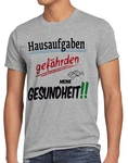 Style3 T-Shirt Hausaufgaben gefährden Gesundheit Sprüche Fun Schule Schüler Uni Grau/Hellgrau/Dunkelgrau/Grün