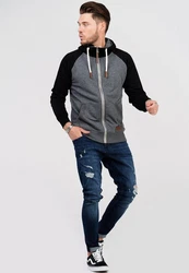 behype Sweatjacke HENRAY mit erhöhtem Kragen Hellblau/Grau/Dunkelgrau/Schwarz/Hellgrau